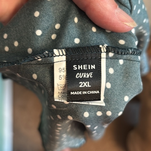 SHEIN green and White Polka Dot Midi Dress - Picture 6 of 7